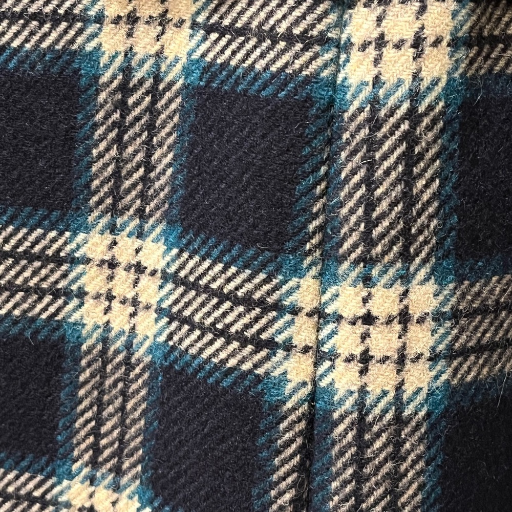 Artis Navy and Cream Plaid Pea Coat - Picture 3 of 5